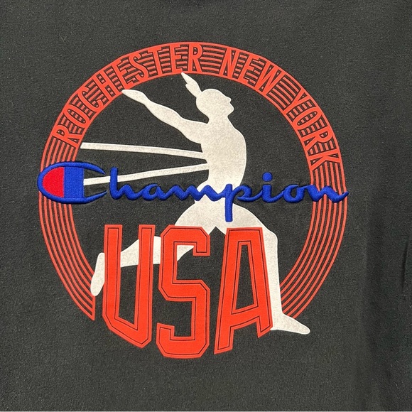 Vintage Champion T Shirt Mens Size Medium Black USA Olympics Rochester Heritage - Picture 3 of 8